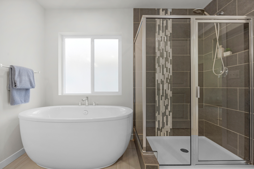 Elegant Tub and Shower in Primary Bath