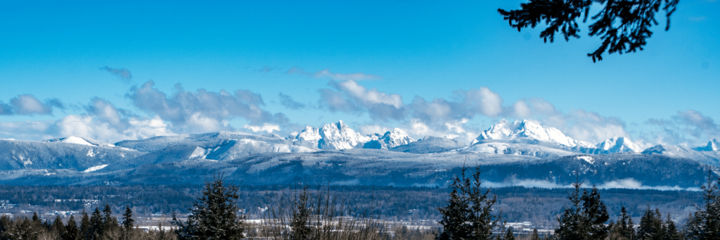 View of the Three Fingers mountains from Marysville, Washington